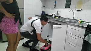 called plumber to check pipes but he ends up pounding my big ass doggystyle homemade