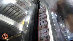 Tiffany shops store in sexy panties casually