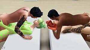 guys hire two sexy tattooed lingerie babes missionary game orgasms