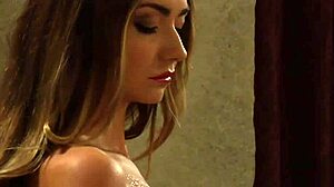 enslaved girl massages and licks hot nude lesbian mistress