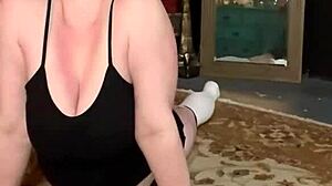 happy flexible black milf shows off her bends on milf monday