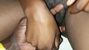 Hairy Pussy Takes Intense Ebony Cock Pounding Creampie