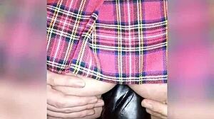 Shemale stuffs huge dildo deep in her tight ass!