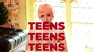 Teasing College Girl Next Door Tries First Huge Cumshot Blowbang Party