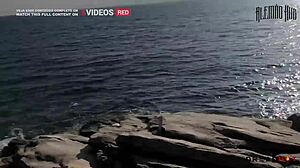 perverted beach babe flashes tits then drags me rocks to fuck hard