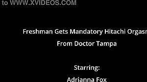 Ready for mandatory hitachi vibrator orgasm freshman? Doctor tampa hits adrianna fox hard