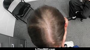 Perverted security officer pounds hot shoplifting milf before humiliated husband