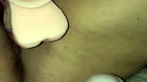 watching my fat bbw latina gf stretch pussy with two huge dildos