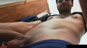 Wow! Sexy skinny solo strokes her huge monster cock!