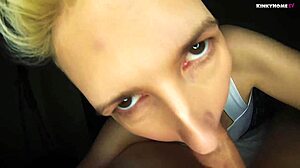 Short hair blonde milf sucks cock deep like whore begging facial cumshots