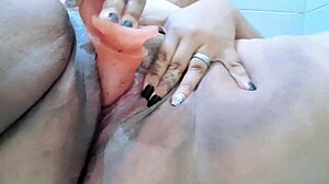 busty chubby slut nipple clamps pussy fucks fake cock craves cum