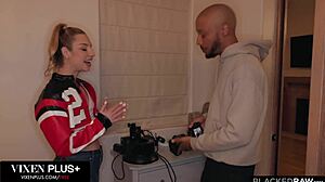 Petite cheerleader kait, taste this bbc revenge on your boyfriend now!