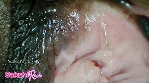 indian step sister moans tight pussy closeup creampie from step brother bedroom fuck