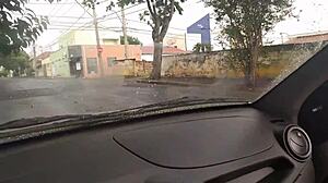 Neighbor's Wife Pays Uber Ride with Deepthroat Sloppy Car Blowjob Swallow