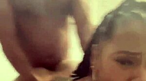 Mysterious busty ebony Marrijanee bent over for intense doggystyle pounding