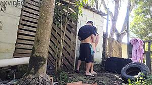 brazilian housewife alone gets rough pedreiro pounding after hubby leaves