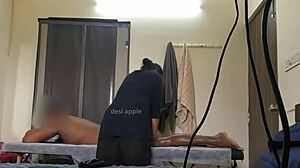 Spa girl flashes juicy ass during sneaky dick tease massage