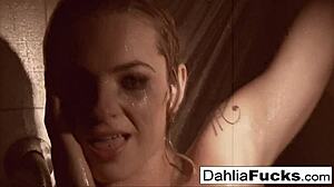 naughty blonde teen dahlia fingers shaved pussy in steamy solo shower