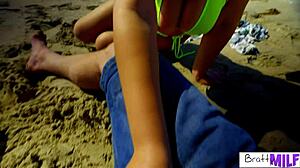 stepson ella knox cheer up beach bikini tittyfuck cumshot pov