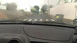 Neighbor's Wife Pays Uber Ride with Deepthroat Sloppy Car Blowjob Swallow