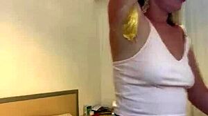 Milf's armpit fetish with heels and trimmed pussy legs