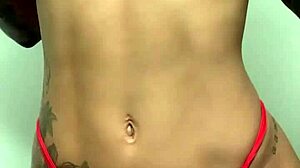 super sexy lingerie babe creams body while riding anal dildo