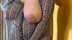 big boobed wife begs for creampie in shaved pussy risking pregnancy side view