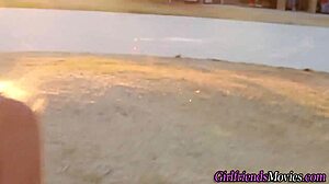 Heartfelt Teen Lesbian Licks Petite Blonde Babe's Ass