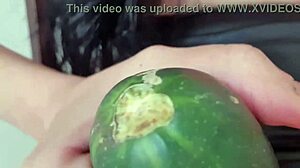 hot legs spread shaved pussy cucumber fuck squirt delight