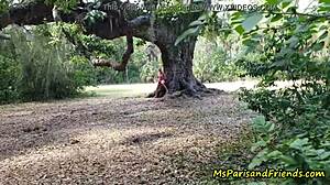 i spot ms paris shaved milf bent over in park for public pov creampie