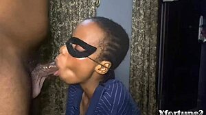 Ebony Babe GIVES GOOD BLOWJOB With Petite Tits And Skinny Lick