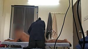 Spa girl flashes juicy ass during sneaky dick tease massage