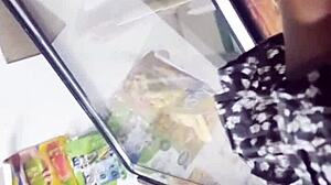 secret upskirt glimpse while shopping in store