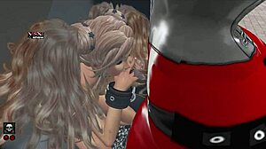 a shemale drags a girl into the slut vendor gloryhole on second life webcam