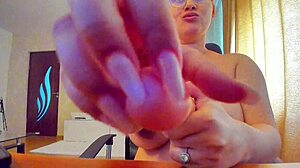 big boobs teen scratches sucks massive dildo