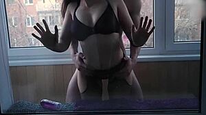 young couple pounds shaved holes on neighbor-facing balcony