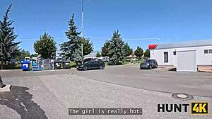 stripped bare in abandoned spot chasing risky cash thrill