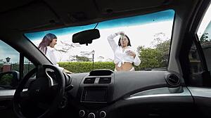 Melany Latina And Hot Colombian Women Fuck For Car Wash