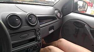 Neighbor's Wife Pays Uber Ride with Deepthroat Sloppy Car Blowjob Swallow