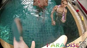 Paradise GFs Twins Take Turns Sucking Cock and Getting Fucked POV