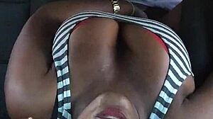 ebony milf's big tits and ass ripped clothes for hardcore car sex tape