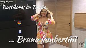 Bruna lambertini in red lingerie making of her big tits milf curves
