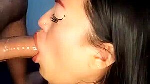 cutie deepthroats massive cock and gulps hot cum homemade style