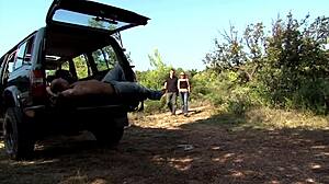 sharing wife outdoors leads to rough double anal penetration and cum