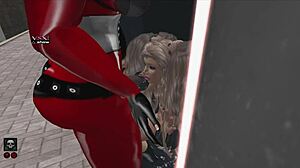 a shemale drags a girl into the slut vendor gloryhole on second life webcam