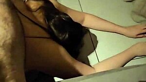 Submissive Blonde Licks Cum from Feet After Spanking Blowjob