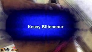 tranny slut gets her face blasted with hot spunk in bareback threesome!