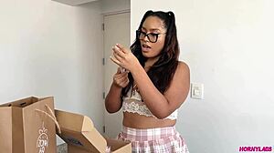 peruvian teen kassandra miller squirts on sofa dildo fucking her shaved big ass