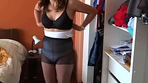 i undress flashing my huge hairy milf pussy for stepson to cum watching voyeur style