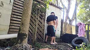 brazilian housewife alone gets rough pedreiro pounding after hubby leaves